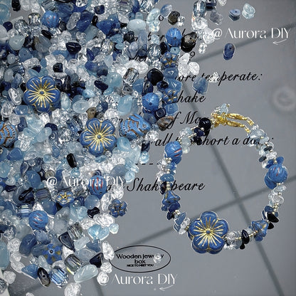 ✨【NEW】Blue Tide Bloom｜Blue‑toned loose beads with crystal chip stones, czech glass & faceted glass for DIY bracelet making