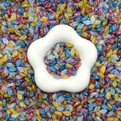 ✨【NEW】Jade Laurel | Imitation‑Jade Carved Leaf Glass Beads For DIY Bracelet
