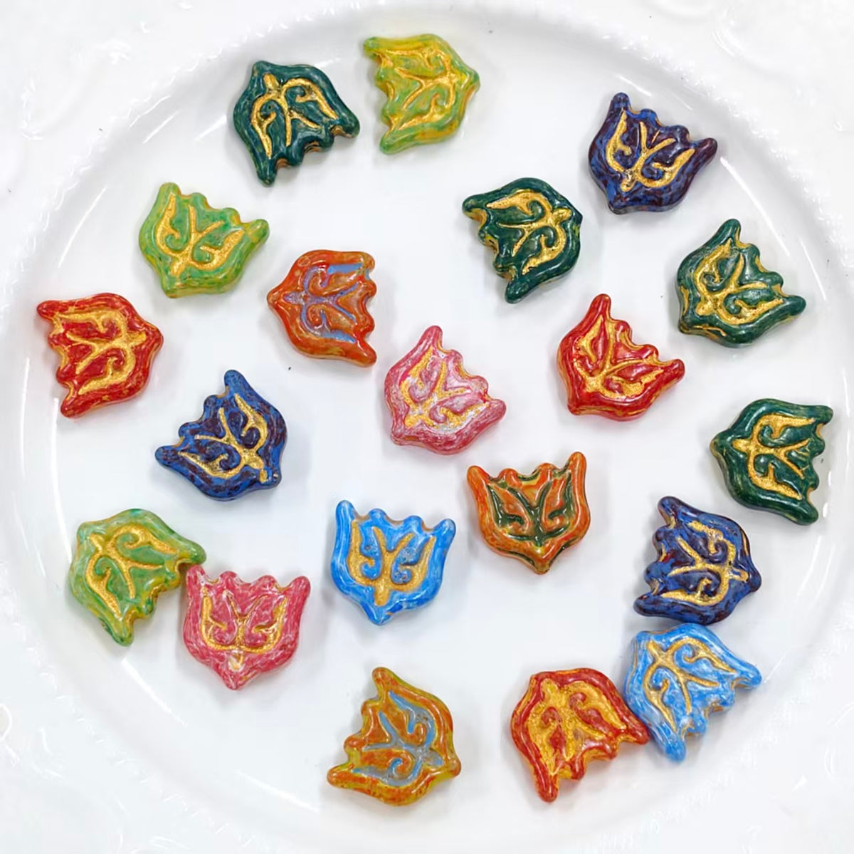 [NEW] Vintage Gold Inlay Czech Glass Beads