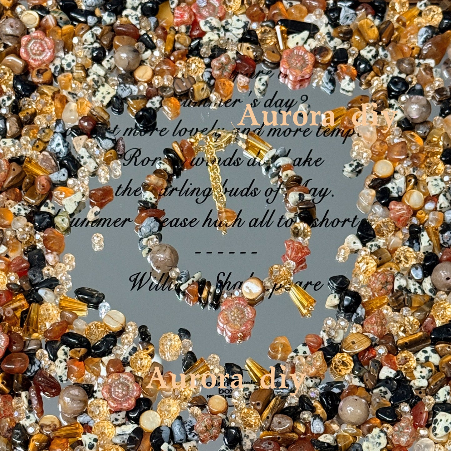 ✨【NEW】Amber Harvest｜Warm‑toned loose beads with crystal chips, czech glass, faceted glass & seashell for DIY bracelet making