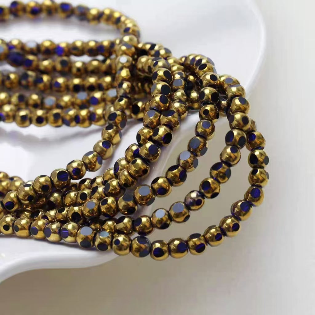 ✨【NEW|B1G1】Gold‑Rim Facet Orb | 4mm Gold‑Rim Faceted Round Glass Beads for DIY Bracelet Jewelry Making