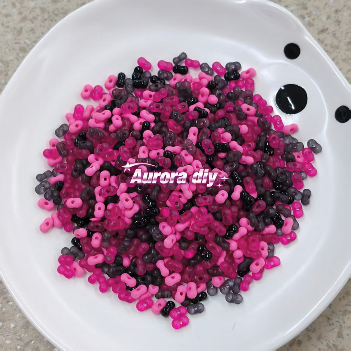 ✨【NEW】3×6mm Pink Noir Peanut | Acrylic Peanut Shaped Beads, Mixed Pink & Smoky Gray DIY Jewelry Supplies
