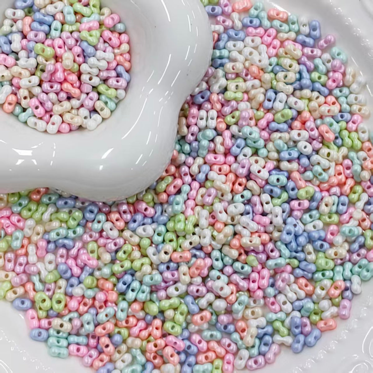✨【NEW】Pearl Luster Peanut | 3×6mm Glass Beads, Macaron Pastel Mixed Colors