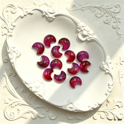 ✨【NEW】Luna Plump | Chunky Crescent Moon Glass Beads, Hole At The Center‑Concave For DIY Jewelry Making