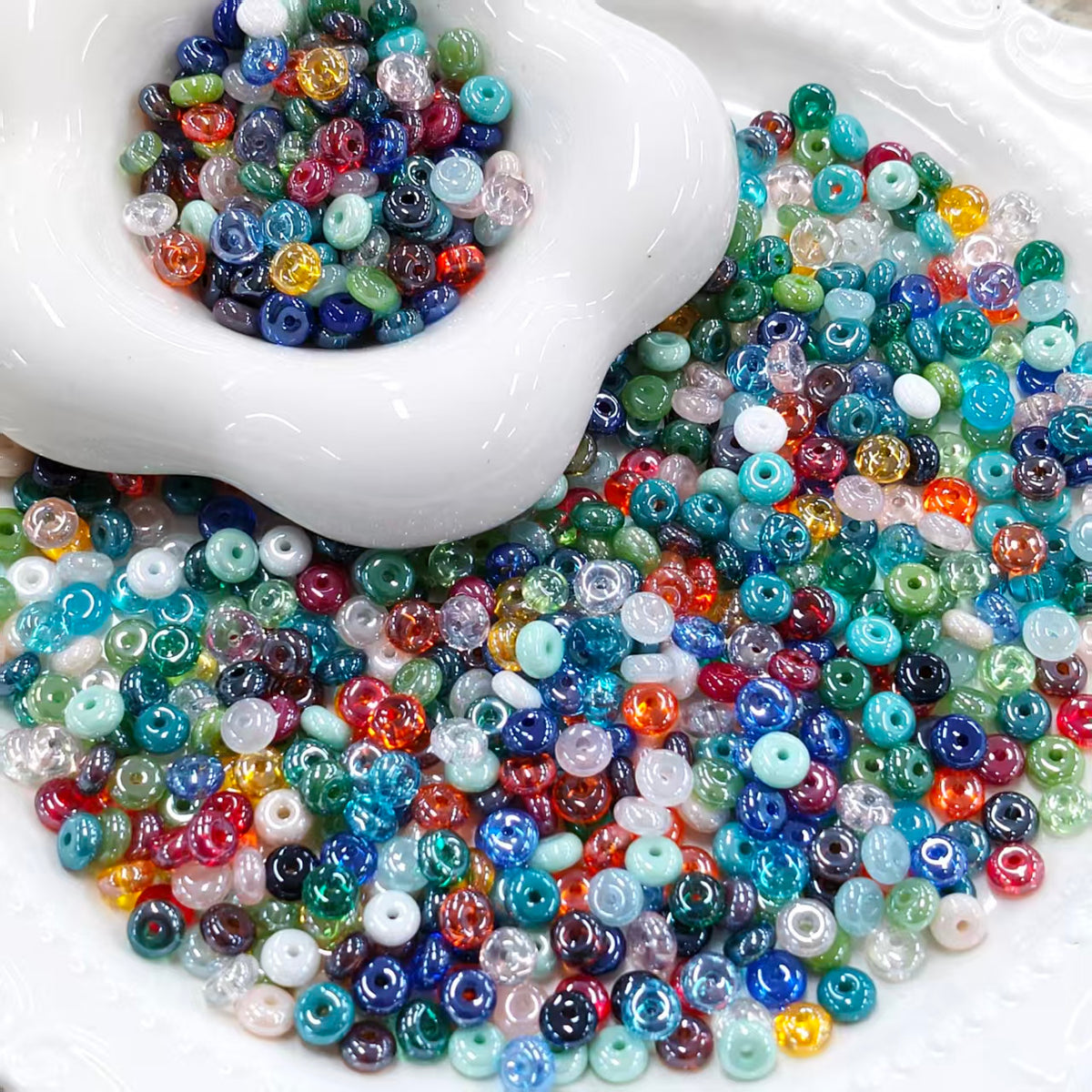 ✨【NEW】Aurora Donut | 3×6mm Electroplated Donut Glass Beads for DIY Bracelets, Phone Charms & Jewelry Making