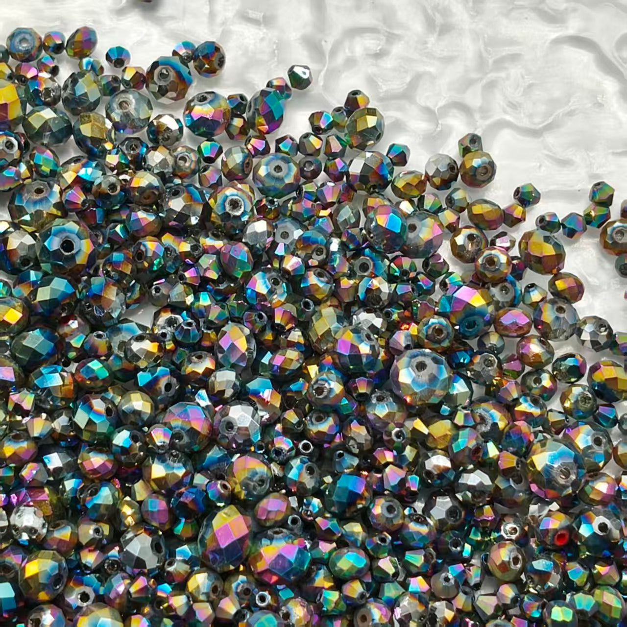 ✨【NEW|B1G1】Iridescent Dark Facet｜faceted, loose glass beads for DIY bracelet necklace jewelry making