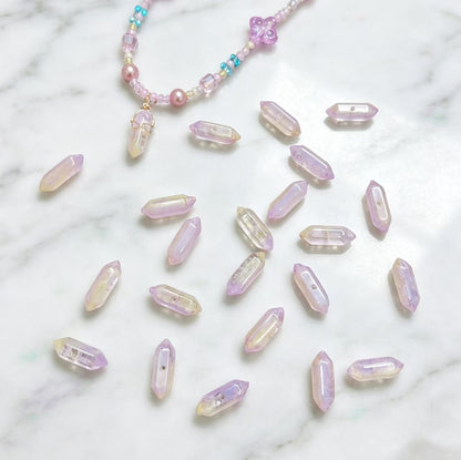 ✨【NEW】Gradient Double‑Point Prism｜Faceted Glass Beads for DIY Bracelet Jewelry Making