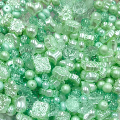 ✨【NEW】Mint Breeze｜Assorted‑Shape Glass Beads with Pearl‑Like Finish for DIY Jewelry Making