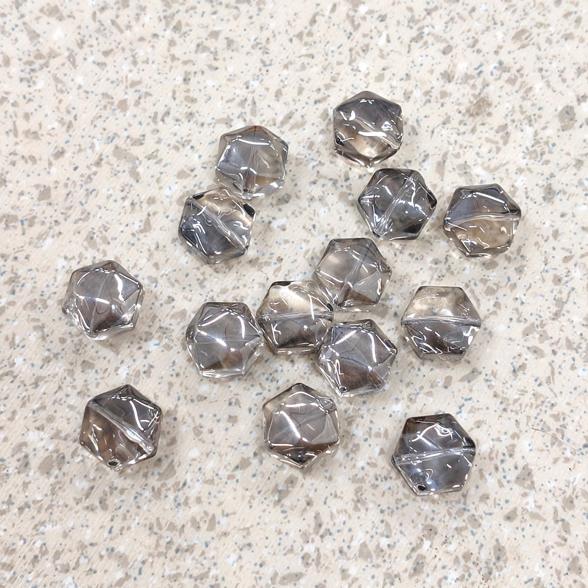 ✨【NEW】Metallic Hexagon Faceted Beads, Iridescent Plated Glass Beads for Jewelry Supply