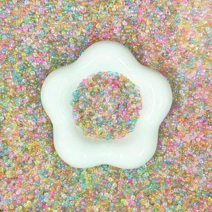✨【NEW】Aurora Bubble | 3mm Aurora Semi‑Transparent Flat‑Round Glass Beads, Loose Spacer Beads for DIY Jewelry Making