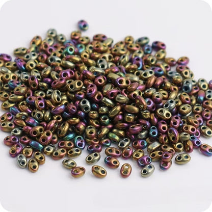 ✨【NEW】Metallic PigNose | Two-Hole Oval 2.5×5mm Pig Nose Glass Beads for DIY Bracelets, Necklaces & Jewelry Making