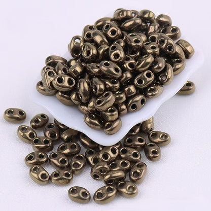 ✨【NEW】Metallic PigNose | Two-Hole Oval 2.5×5mm Pig Nose Glass Beads for DIY Bracelets, Necklaces & Jewelry Making