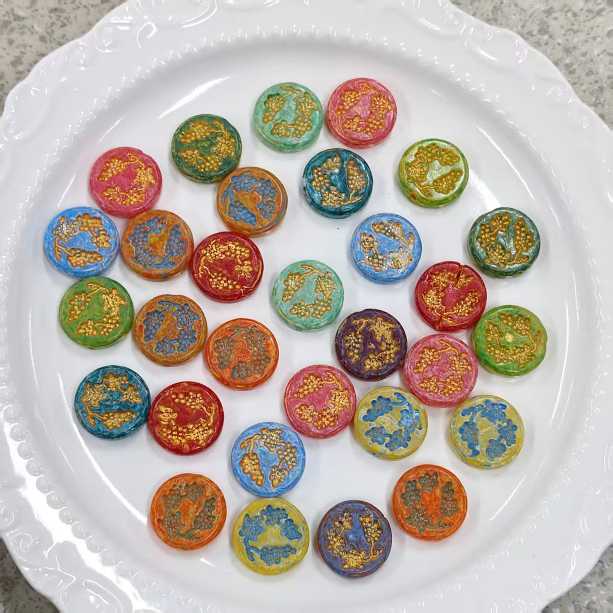 [NEW] Vintage Gold Inlay Czech Glass Beads