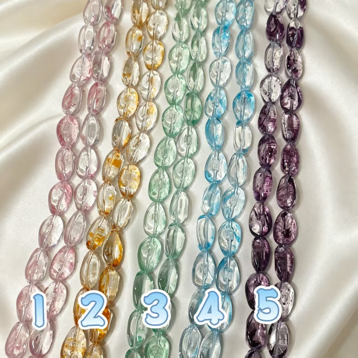 ✨【NEW】Sea Glass | Brush‑Streaked Mouse‑Shape Glass Beads For DIY Bracelet
