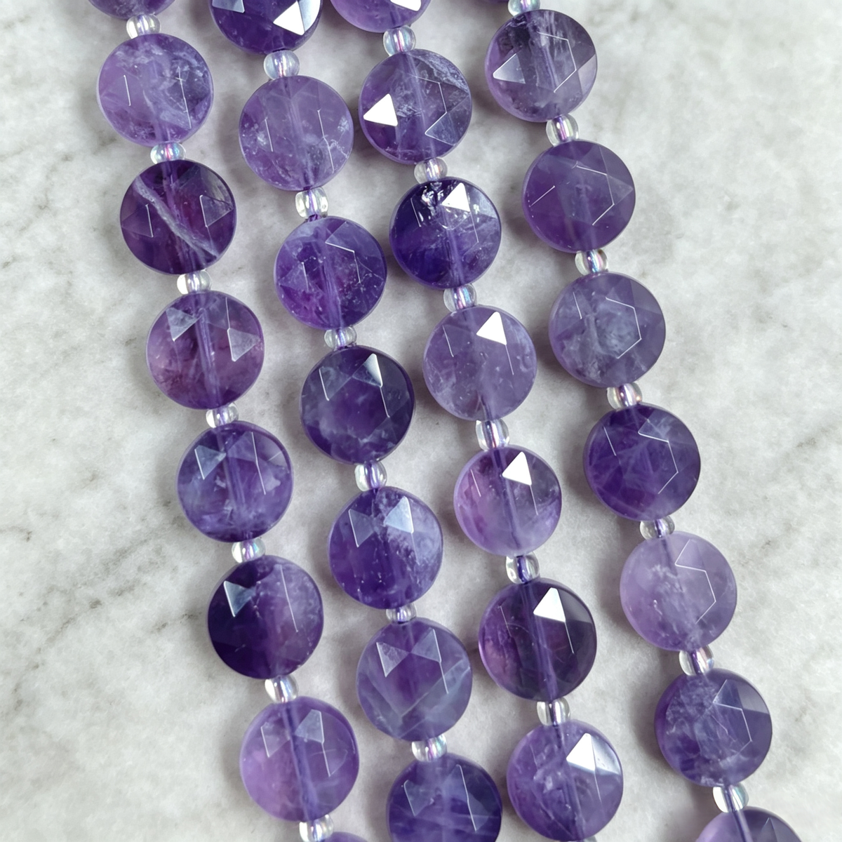 ✨【NEW】10mm Coin Faceted Natural Crystal & Stone Beads For DIY Bracelet Necklace Earring Crafts