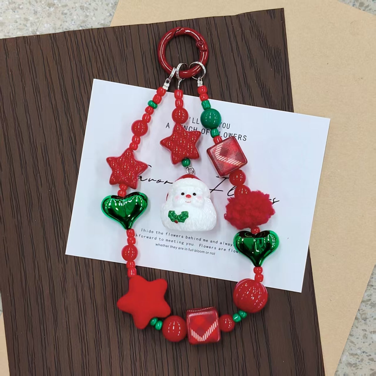 ✨【NEW】Christmas Beaded Phone Chain | Festive Handmade Beaded Phone Charm, Holiday Bag Pendant