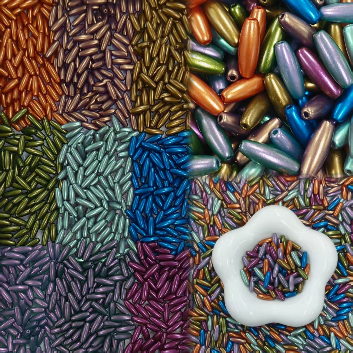 ✨【NEW】Ember Shuttle｜4×12.5mm Metallic Shuttle Glass Beads for DIY Jewelry Making