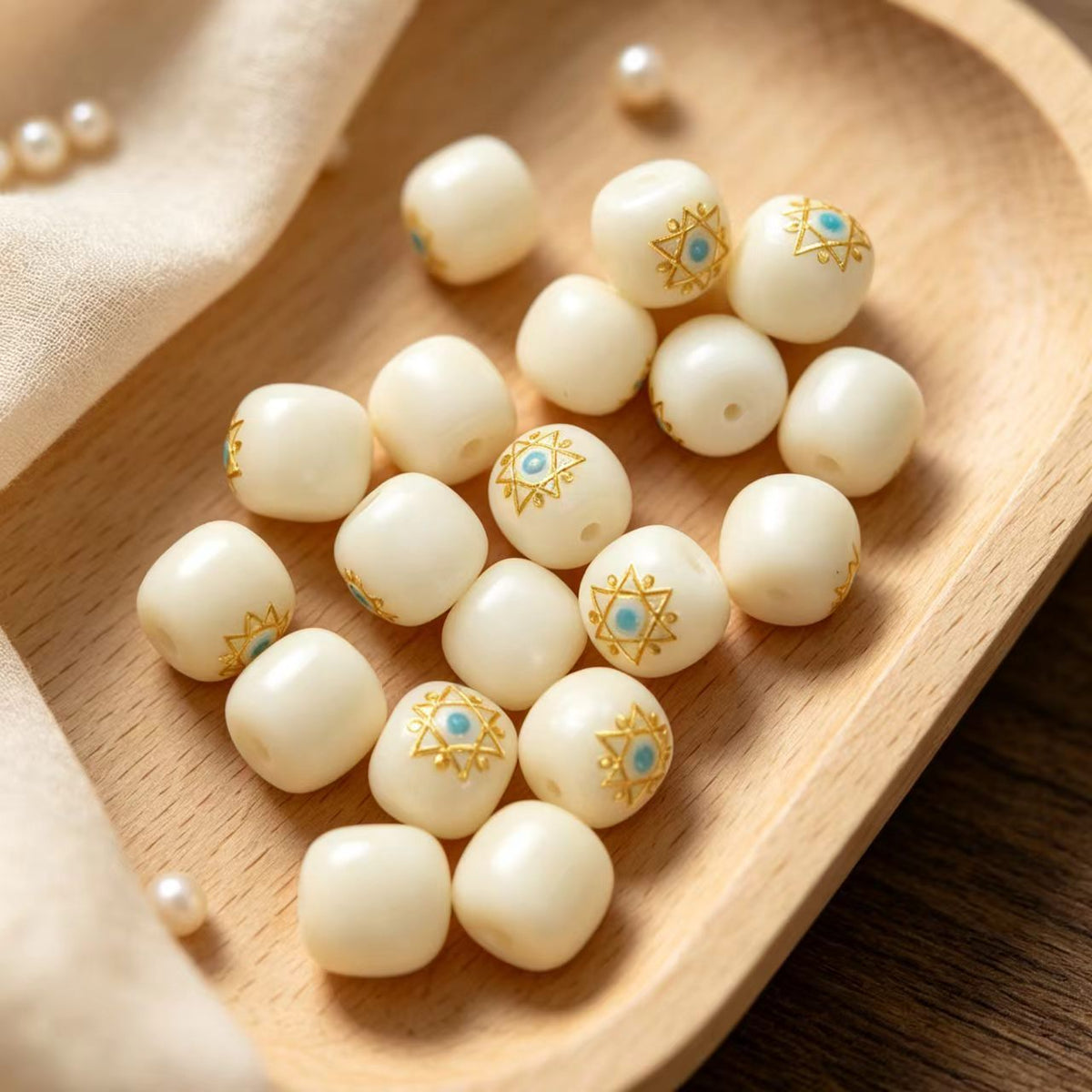 ✨【NEW】Inlaid Opal Barrel Bodhi | 11.5×12mm Rounded‑Square Bodhi Loose Beads for DIY Bracelet Making