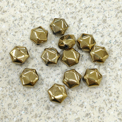 ✨【NEW】Metallic Hexagon Faceted Beads, Iridescent Plated Glass Beads for Jewelry Supply