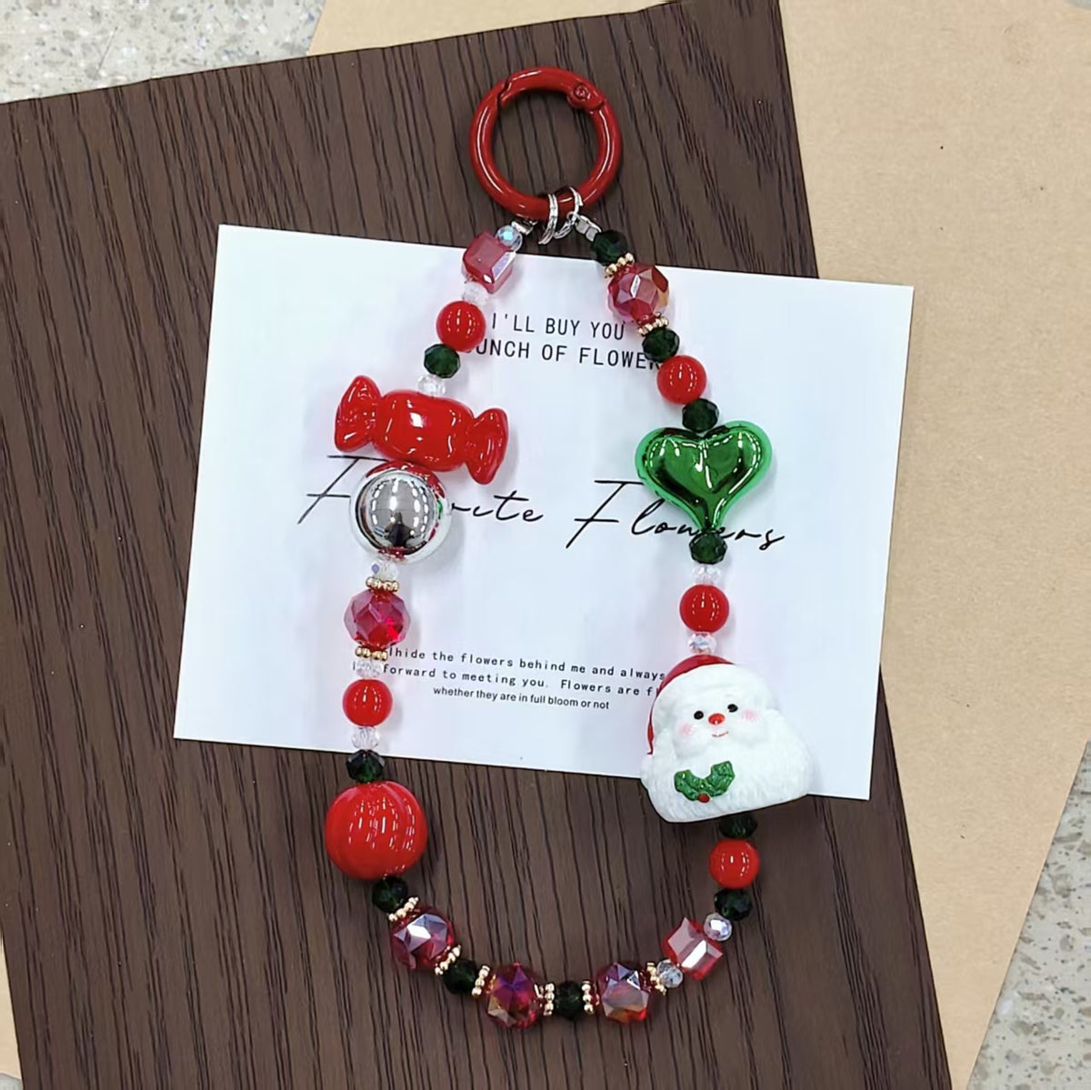 ✨【NEW】Christmas Beaded Phone Chain | Festive Handmade Beaded Phone Charm, Holiday Bag Pendant