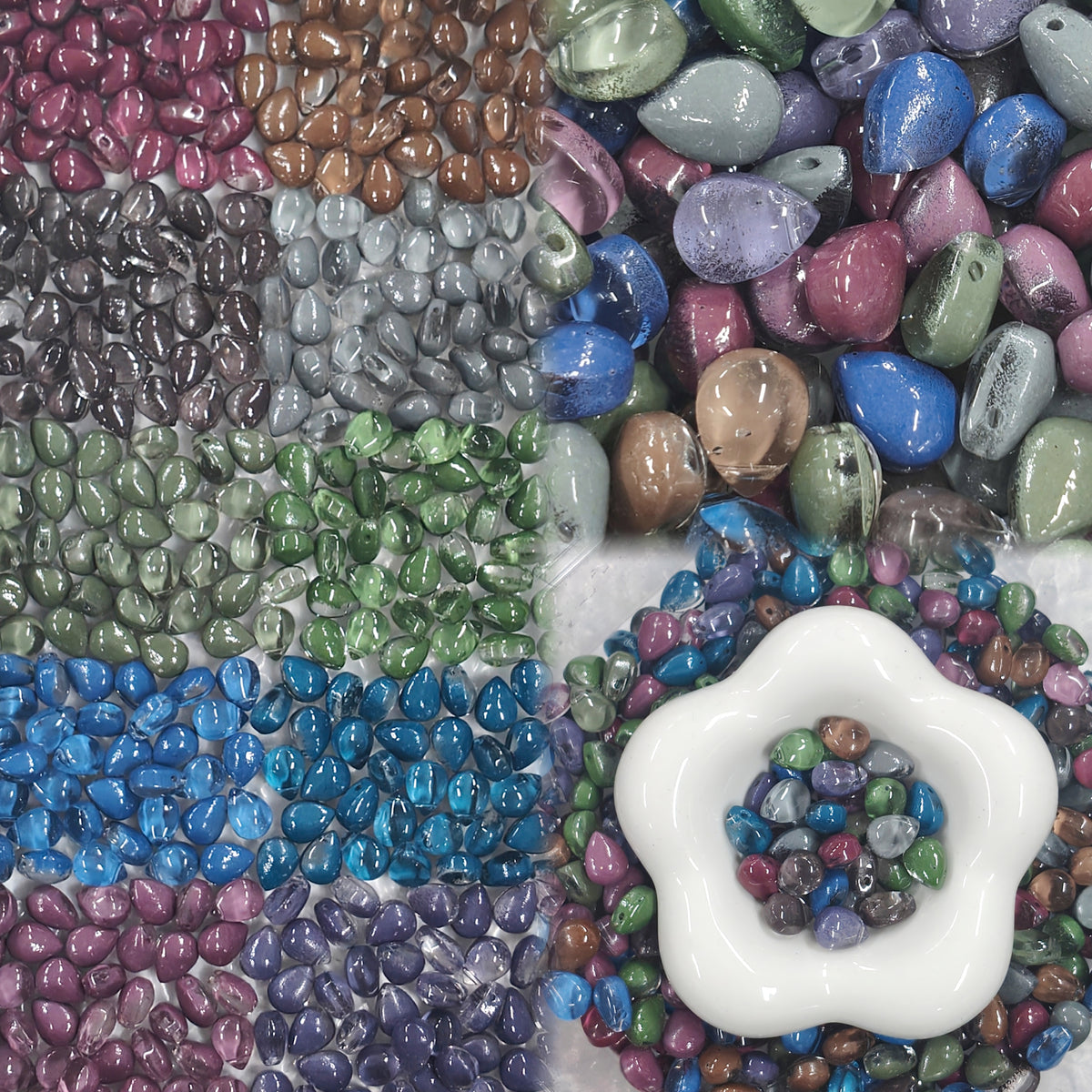 ✨【NEW】Dusk Dew | Half Coated Teardrop Glass Beads