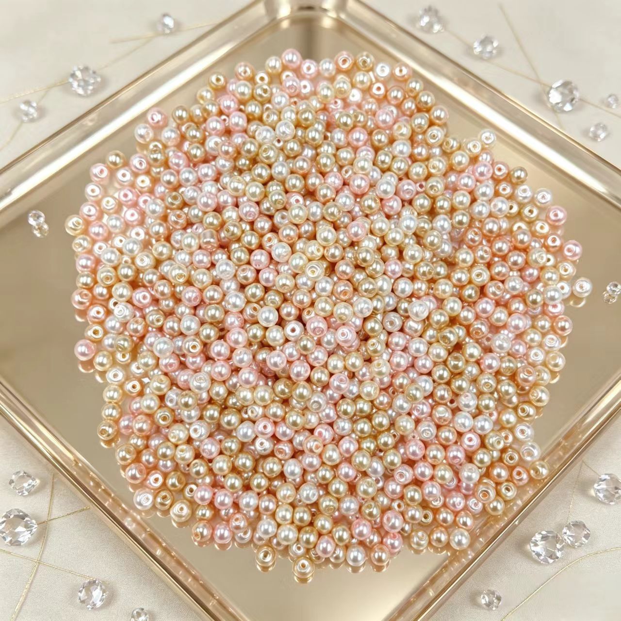 ✨【NEW】4mm Peach Lume | Peach‑Champagne Pearl‑Like Glass Beads for DIY Bracelet Earring Jewelry Making