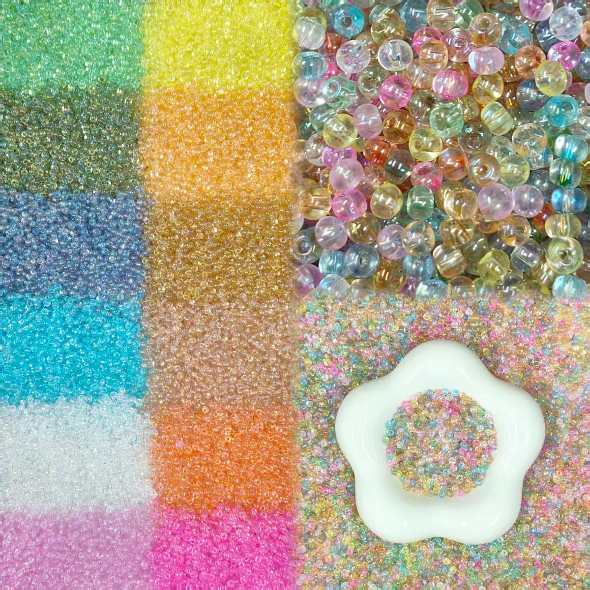 ✨【NEW】Aurora Bubble | 3mm Aurora Semi‑Transparent Flat‑Round Glass Beads, Loose Spacer Beads for DIY Jewelry Making