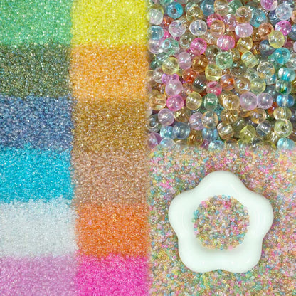✨【NEW】Aurora Bubble | 3mm Aurora Semi‑Transparent Flat‑Round Glass Beads, Loose Spacer Beads for DIY Jewelry Making