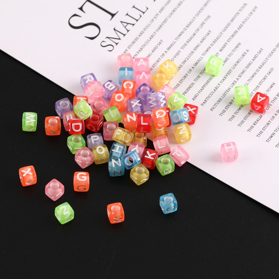 ✨【NEW】Neon Letter Cube | 6mm Acrylic Alphabet Beads For DIY Jewelry Making