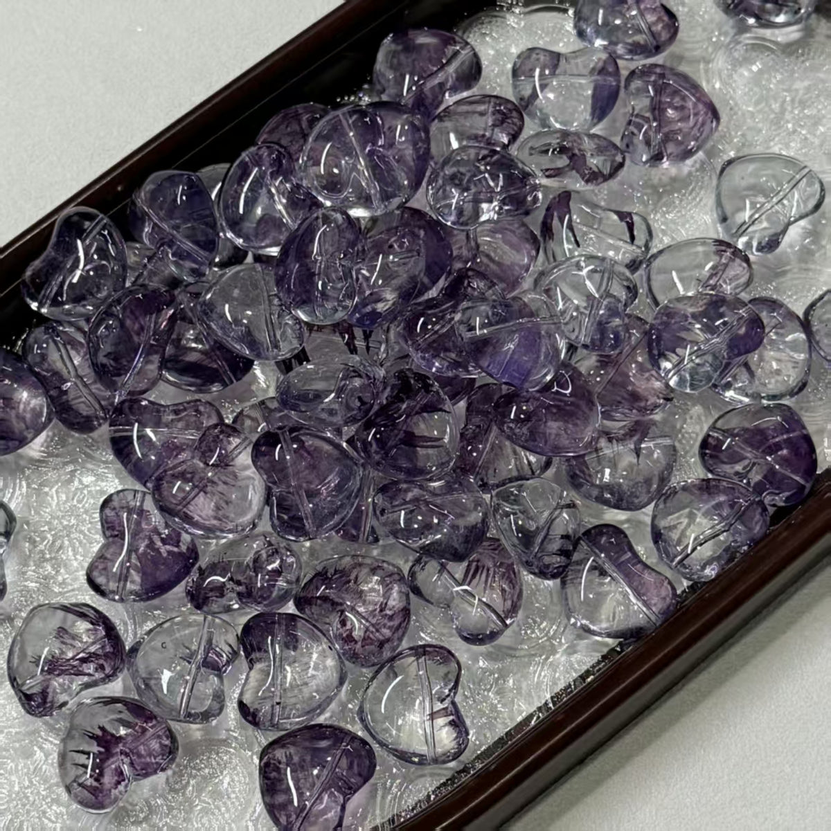 ✨【NEW】Puffy Heart | Brush‑Streaked Horizontal Hole Heart Glass Beads For DIY Bracelet