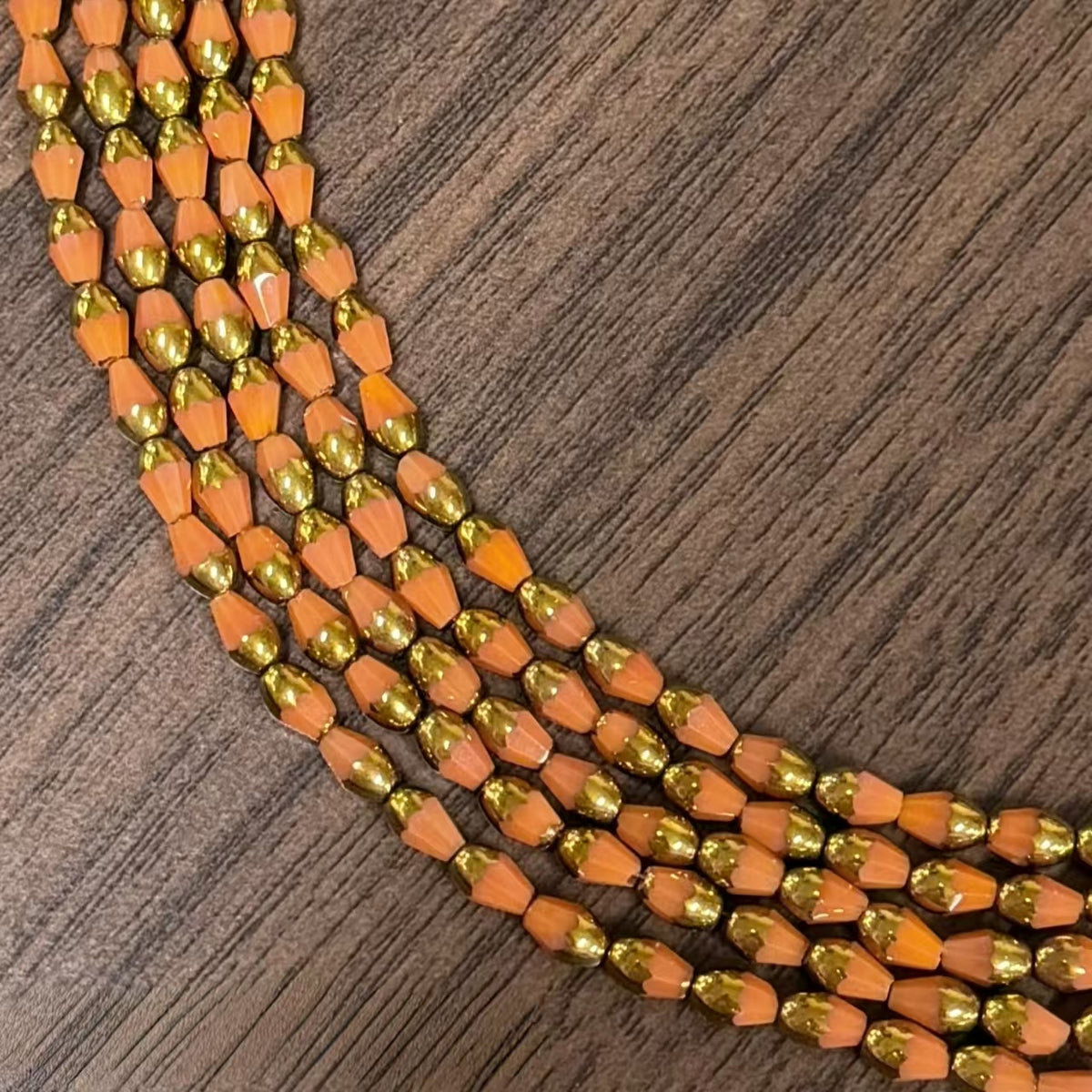 ✨【NEW|B1G1】Gold Rim Teardrop | 4.5×7mm Gold‑Rim Teardrop Glass Beads for DIY Bracelet Jewelry Making