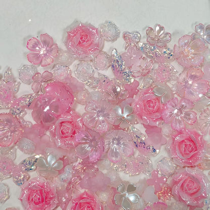 ✨【NEW|B1G1】Rose Whisper | Resin & Acrylic Mixed Flower Set, Assorted Un‑Drilled Floral Charms for DIY Jewelry Making