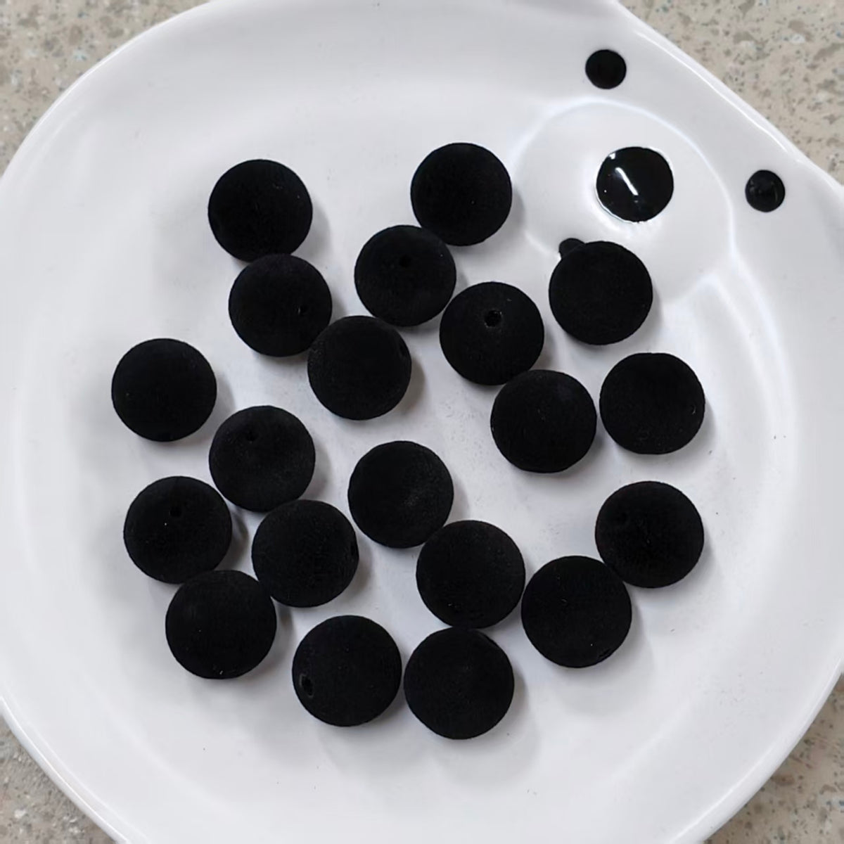 ✨【NEW】16mm Flocked Round Beads, Velvet Texture DIY Jewelry Supplies
