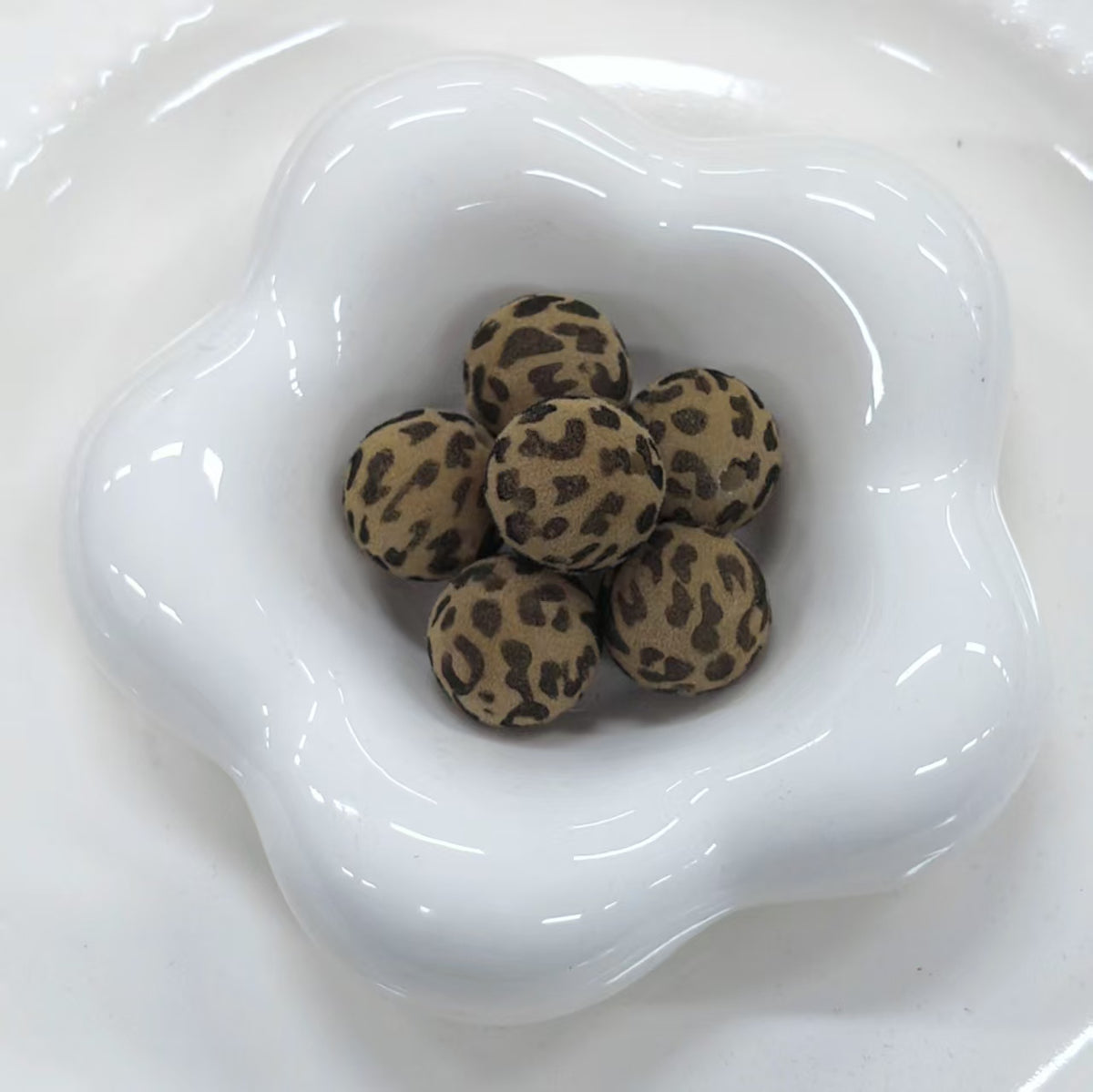 ✨【NEW】Velvet Leopard Orb | 15.5mm Flocked Round Beads for DIY Handcrafted Jewelry