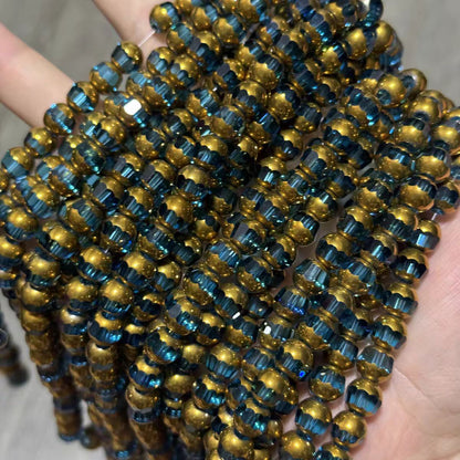 ✨【NEW|B1G1】Gold Rim Cupcake | 5mm Gold‑Rim Cupcake‑Shaped Faceted Glass Beads for DIY Bracelet Jewelry Making