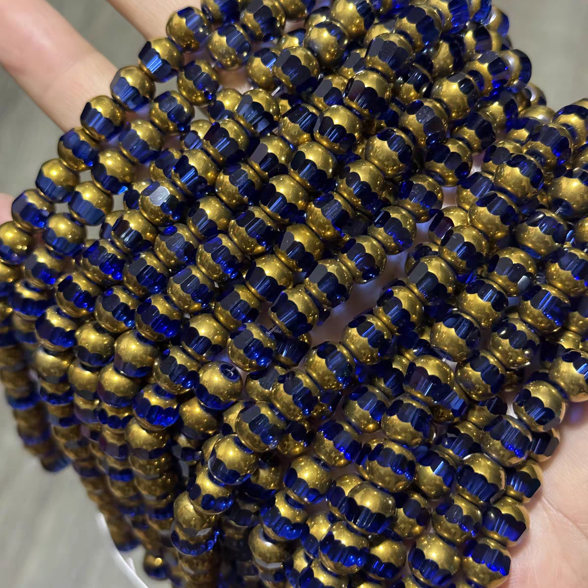 ✨【NEW|B1G1】Gold Rim Cupcake | 5mm Gold‑Rim Cupcake‑Shaped Faceted Glass Beads for DIY Bracelet Jewelry Making
