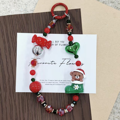 ✨【NEW】Christmas Beaded Phone Chain | Festive Handmade Beaded Phone Charm, Holiday Bag Pendant