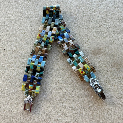 ✨【NEW】Picasso Tila | Two‑Hole Quarter Tila Glass Beads with Picasso Finish for DIY Bracelets, Necklaces & Jewelry Making