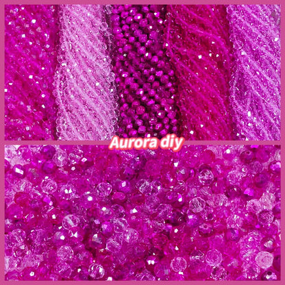 ✨【NEW】Fuchsia Spark | 8mm Flat Faceted Glass Beads for DIY Handcrafted Jewelry