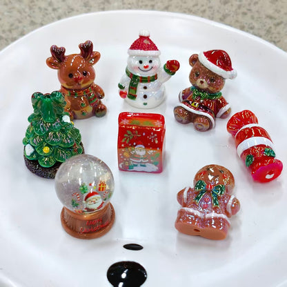 ✨【NEW】Christmas Resin Charms | Iridescent UV Finish Assorted Christmas Characters Through Hole Resin Beads for DIY Phone Straps & Bag Charms
