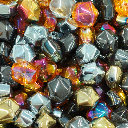 ✨【NEW】Metallic Hexagon Faceted Beads, Iridescent Plated Glass Beads for Jewelry Supply