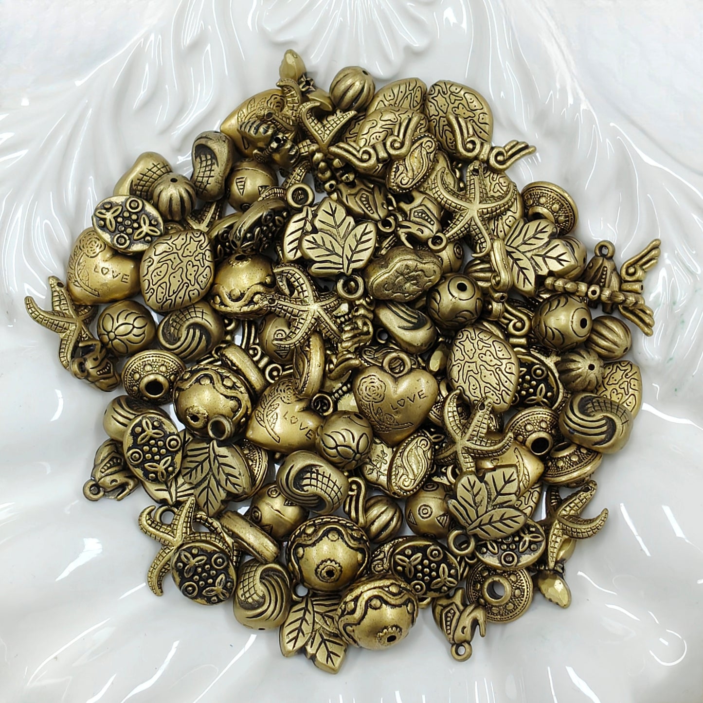 ✨【NEW】Vintage Brass｜Mixed‑Shape Antique‑Tone Acrylic Charms for DIY Jewelry Making
