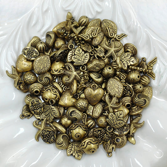 ✨【NEW】Vintage Brass｜Mixed‑Shape Antique‑Tone Acrylic Charms for DIY Jewelry Making