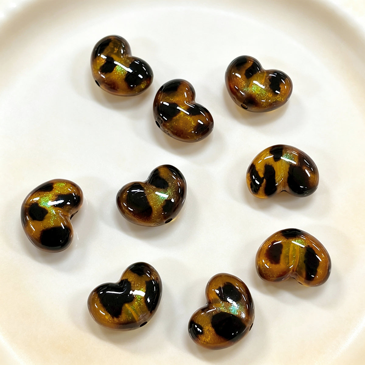 ✨【NEW】Shimmer Leopard Heart | Chunky Acrylic Leopard Print Heart Beads