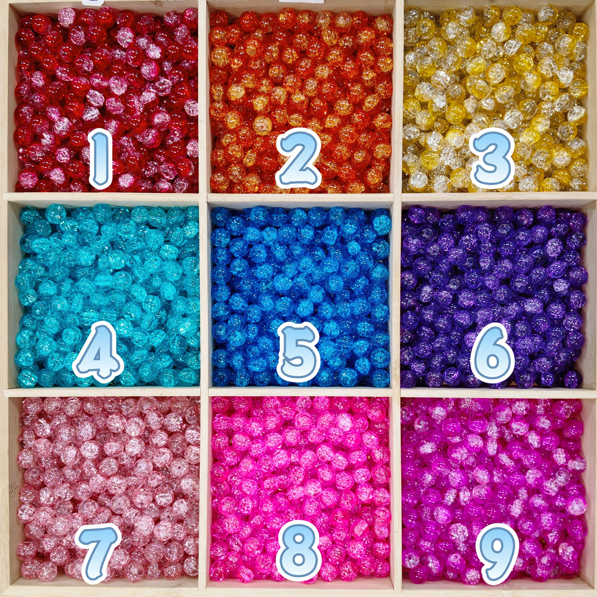 ✨【NEW】10 mm Crackle Glass Beads, Vibrant Color Round Beads for DIY Jewelry Making