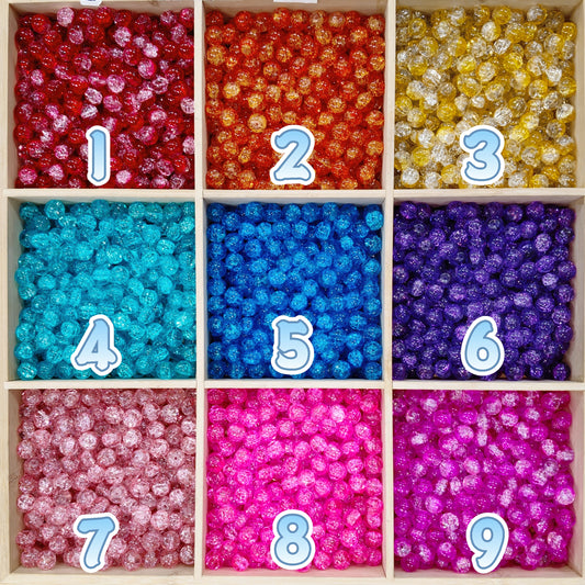✨【NEW】10 mm Crackle Glass Beads, Vibrant Color Round Beads for DIY Jewelry Making