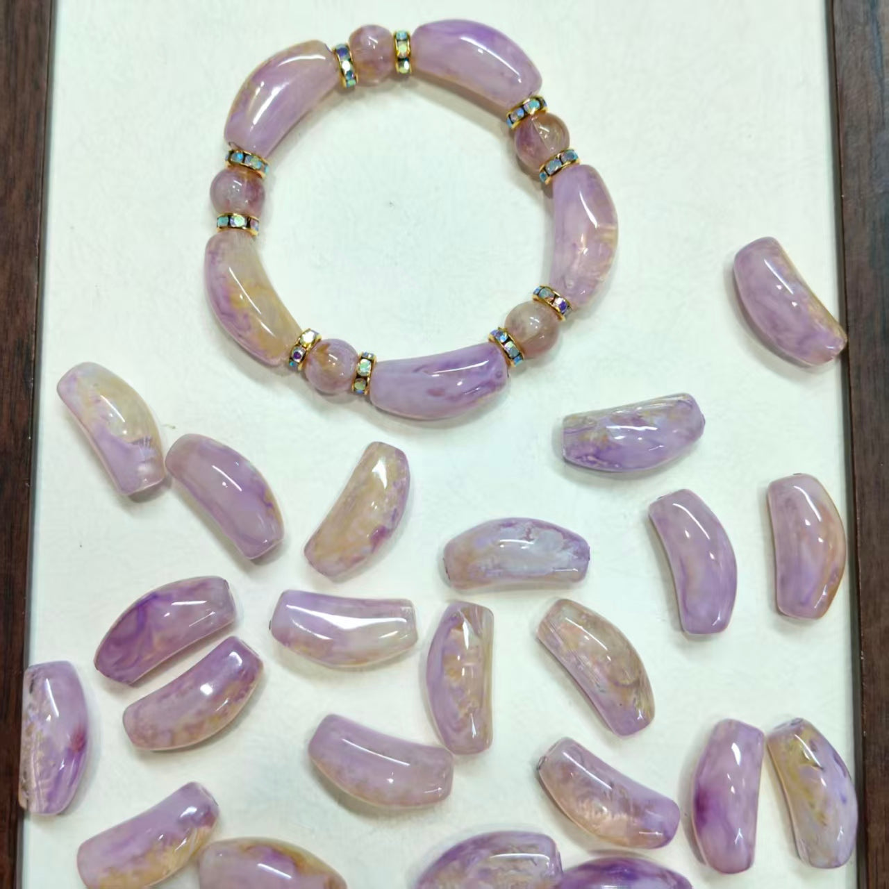 ✨【NEW】Pastel Curved Cube｜Marbled Glass Beads for DIY Jewelry Making