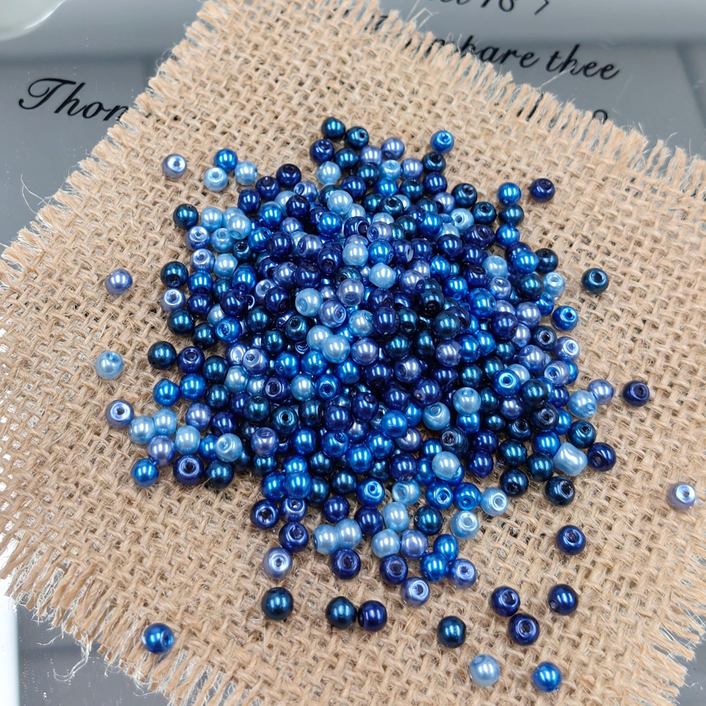 ✨【NEW】4mm Marine Veil | Navy‑Sky‑Blue Pearl‑Like Glass Beads for DIY Bracelet Earring Jewelry Making