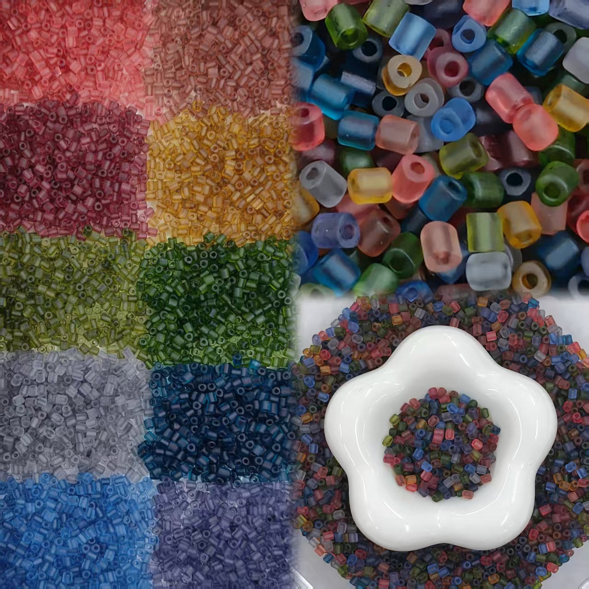 ✨【NEW】Twilight Triangle Tube | 3.5mm Matte Triangle Glass Tube Beads For DIY Jewelry Making