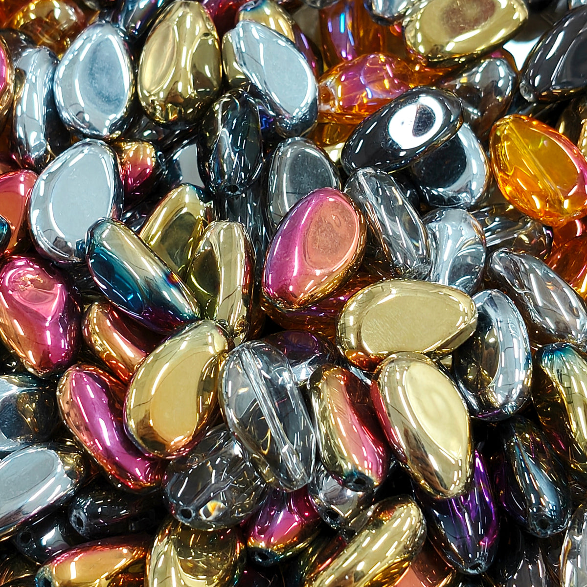 ✨【NEW】Metallic Faceted Teardrop Beads, Iridescent Plated Glass Beads for DIY Craft